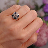 Ellibelle Jewellery Vintage 18ct Gold Sapphire & Diamond Cluster Dress Ring