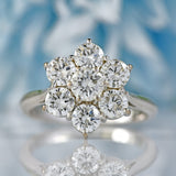 Ellibelle Jewellery Vintage 18ct White Gold 2.20-Carat Diamond Daisy Cluster Ring