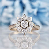 Ellibelle Jewellery Vintage 18ct White Gold Diamond Daisy Cluster Ring (0.84cts)