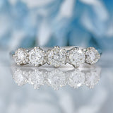 Ellibelle Jewellery Vintage 18ct White Gold Diamond Five-Stone Ring (0.80cts)