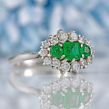 Ellibelle Jewellery Vintage 18ct White Gold Emerald & Diamond Ring by Cropp and Farr