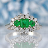 Ellibelle Jewellery Vintage 18ct White Gold Emerald & Diamond Ring by Cropp and Farr