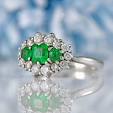Ellibelle Jewellery Vintage 18ct White Gold Emerald & Diamond Ring by Cropp and Farr