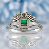 Ellibelle Jewellery Vintage 18ct White Gold Emerald & Diamond Ring by Cropp and Farr
