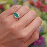 Ellibelle Jewellery Vintage 18ct White Gold Emerald & Diamond Ring by Cropp and Farr