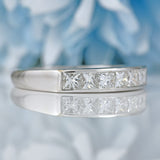 Ellibelle Jewellery Vintage 18ct White Gold Princess-Cut Diamond Half-Eternity Wedding Band Ring