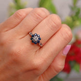 Ellibelle Jewellery Vintage 18ct White Gold Sapphire & Diamond Daisy Cluster Ring