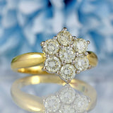 Ellibelle Jewellery Vintage 18ct Yellow Gold Diamond Daisy Cluster Ring (1.23cts)