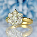 Ellibelle Jewellery Vintage 18ct Yellow Gold Diamond Daisy Cluster Ring (1.23cts)
