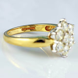 Ellibelle Jewellery Vintage 18ct Yellow Gold Diamond Daisy Cluster Ring (1.23cts)