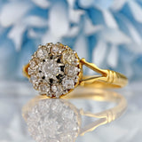 Ellibelle Jewellery Vintage 1940s Old-Cut Diamond 18ct Gold Cluster Ring (0.65cts)