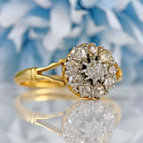 Ellibelle Jewellery Vintage 1940s Old-Cut Diamond 18ct Gold Cluster Ring (0.65cts)