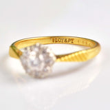 Ellibelle Jewellery Vintage 1950s Diamond 18ct Gold & Platinum Cluster Ring