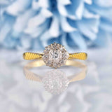 Ellibelle Jewellery Vintage 1950s Diamond 18ct Gold & Platinum Cluster Ring