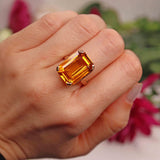 Ellibelle Jewellery Vintage 1960s 11.70ct Citrine 9ct Gold Cocktail Dress Ring