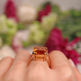 Ellibelle Jewellery Vintage 1960s 11.70ct Citrine 9ct Gold Cocktail Dress Ring