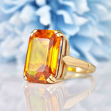 Ellibelle Jewellery Vintage 1960s 11.70ct Citrine 9ct Gold Cocktail Dress Ring