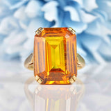 Ellibelle Jewellery Vintage 1960s 11.70ct Citrine 9ct Gold Cocktail Dress Ring