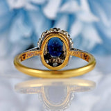 Ellibelle Jewellery Vintage 1960s Sapphire & Diamond 18ct Gold Cluster Ring