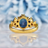 Ellibelle Jewellery Vintage 1960s Sapphire & Diamond 18ct Gold Seven-Stone Ring