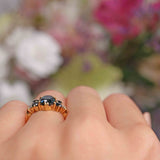 Ellibelle Jewellery Vintage 1960s Sapphire & Diamond 18ct Gold Seven-Stone Ring