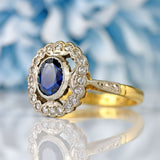 Ellibelle Jewellery Vintage 1963 Sapphire & Diamond 18ct Gold Platinum Ring