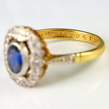 Ellibelle Jewellery Vintage 1963 Sapphire & Diamond 18ct Gold Platinum Ring