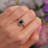Ellibelle Jewellery Vintage 1963 Sapphire & Diamond 18ct Gold Platinum Ring