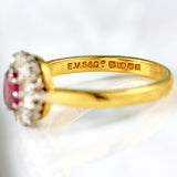 Ellibelle Jewellery Vintage 1964 Ruby & Diamond 18ct Gold Platinum Cluster Ring