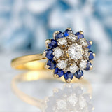 Ellibelle Jewellery Vintage 1966 Sapphire & Diamond 18ct Gold Cluster Ring