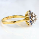 Ellibelle Jewellery Vintage 1966 Sapphire & Diamond 18ct Gold Cluster Ring