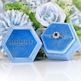 Ellibelle Jewellery Vintage 1966 Sapphire & Diamond White Gold Daisy Cluster Ring