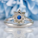 Ellibelle Jewellery Vintage 1966 Sapphire & Diamond White Gold Daisy Cluster Ring