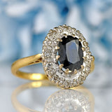 Ellibelle Jewellery Vintage 1967 Sapphire & Diamond 18ct Gold Cluster Ring