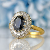 Ellibelle Jewellery Vintage 1967 Sapphire & Diamond 18ct Gold Cluster Ring