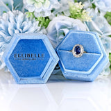 Ellibelle Jewellery Vintage 1967 Sapphire & Diamond 18ct Gold Oval Cluster Ring
