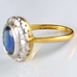 Ellibelle Jewellery Vintage 1967 Sapphire & Diamond 18ct Gold Oval Cluster Ring