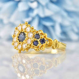 Ellibelle Jewellery Vintage 1968 Sapphire & Diamond 18ct Gold Ring