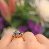 Ellibelle Jewellery Vintage 1970 Sapphire & Diamond Flower Cluster Ring
