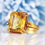 Ellibelle Jewellery Vintage 1970s Citrine 14ct Gold Solitaire Dress Ring
