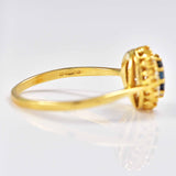 Ellibelle Jewellery Vintage 1970s Natural Sapphire & Diamond 18ct Gold Cluster Ring