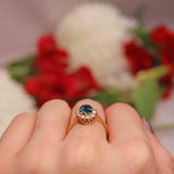 Ellibelle Jewellery Vintage 1970s Natural Sapphire & Diamond 18ct Gold Cluster Ring