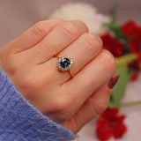 Ellibelle Jewellery Vintage 1970s Natural Sapphire & Diamond 18ct Gold Cluster Ring