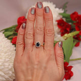 Ellibelle Jewellery Vintage 1970s Natural Sapphire & Diamond 18ct Gold Cluster Ring