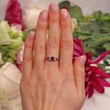Ellibelle Jewellery Vintage 1970s Ruby & Diamond 18ct Gold Seven-Stone Ring