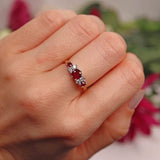 Ellibelle Jewellery Vintage 1970s Ruby & Diamond 18ct Gold Seven-Stone Ring