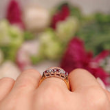 Ellibelle Jewellery Vintage 1970s Ruby & Diamond 18ct Gold Seven-Stone Ring