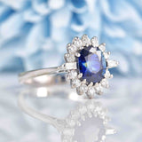 Ellibelle Jewellery Vintage 1970s Sapphire & Diamond 18ct White Gold Cluster Ring