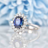 Ellibelle Jewellery Vintage 1970s Sapphire & Diamond 18ct White Gold Cluster Ring