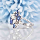 Ellibelle Jewellery Vintage 1970s Sapphire & Diamond White Gold Dress Ring